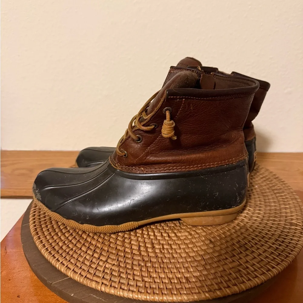 Sperry Women’s Duck Top Slider Leather‎ Brown and Black Rain Boots
